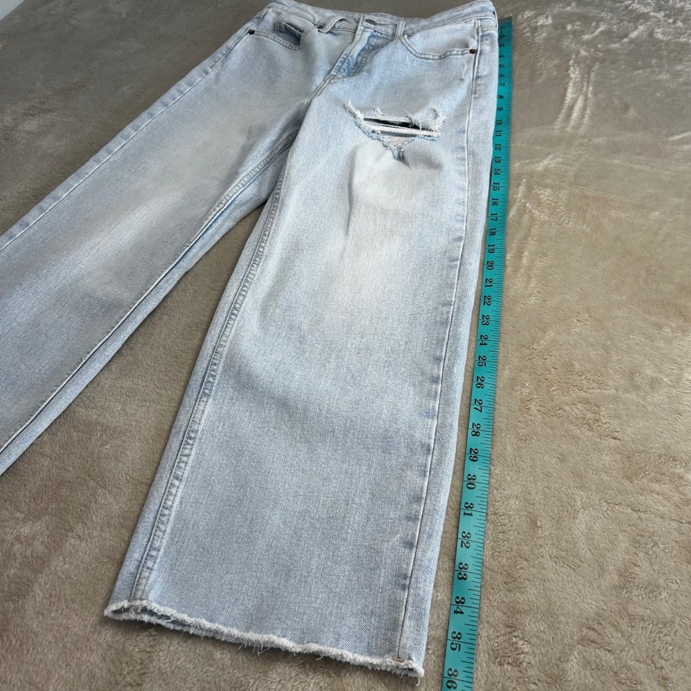 Old Navy Extra High-Rise Sky-Hi Wide-Leg Distressed Light Wash Jeans Size 2 - Picture 7 of 8